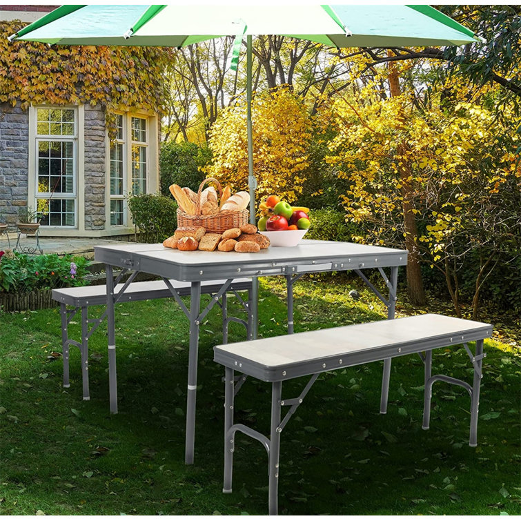 Winston Porter Jynia 3ft Folding Picnic Table with Benches Set